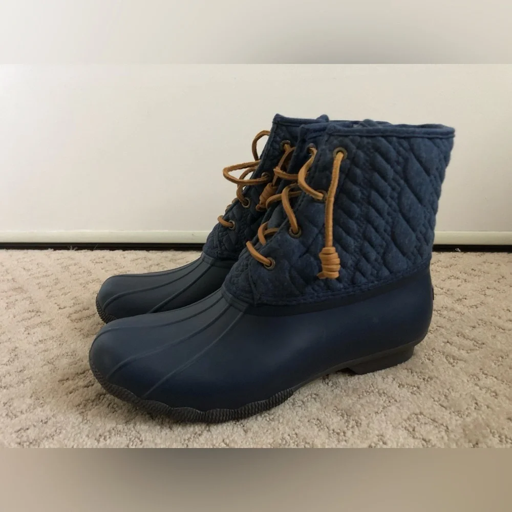 Sperry Saltwater Rope Embossed Duck Boots Size 9 - Picture 3 of 11